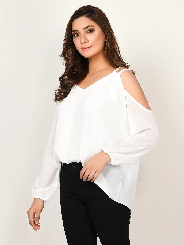 Luxury Fashion Cold Shoulder Chiffon Top