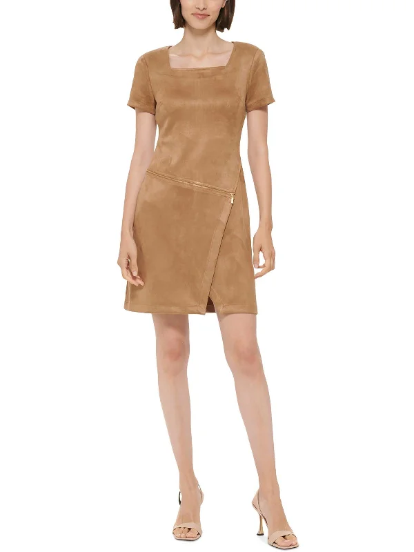 Affordable Women's Clothing Sale Online Womens Faux Suede Sheath Dress