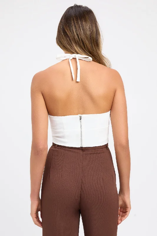 Preppy Style Oyster Curved Halter Top