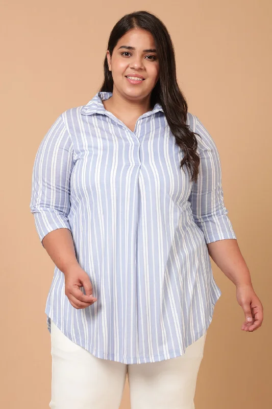 City Fashion Cool Blues Centre Pleat Top
