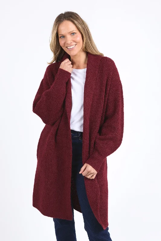 Relaxed Style Elm Sylvie Longline Cardi Merlot