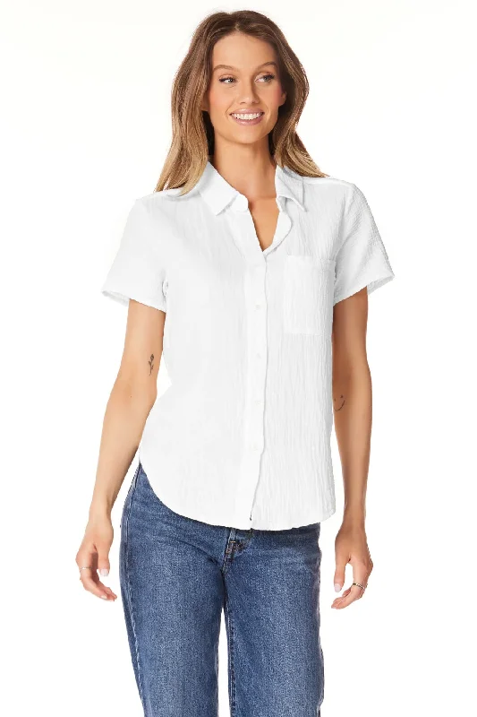 Flash Sale Event Button Front Collar Shirt - White