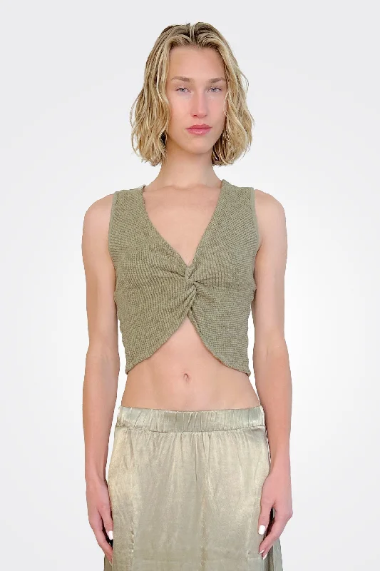 Fashion Essentials Caspian Twist Top - Moss