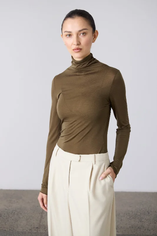 Fashion Deal Laing Tencel Polo - Khaki