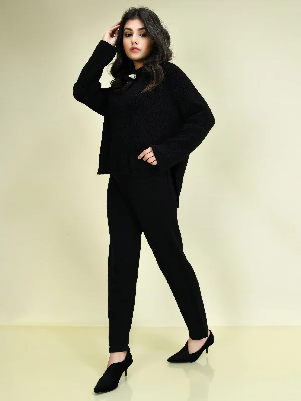 Imeless Style Knitted Co-ord Set - Black