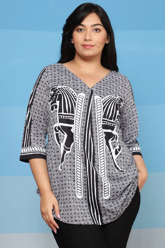 Casual Fashion Black Stallion Centre Pleat Top