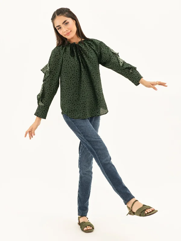Bold Prints Casual Chic Ruffled Grip Top