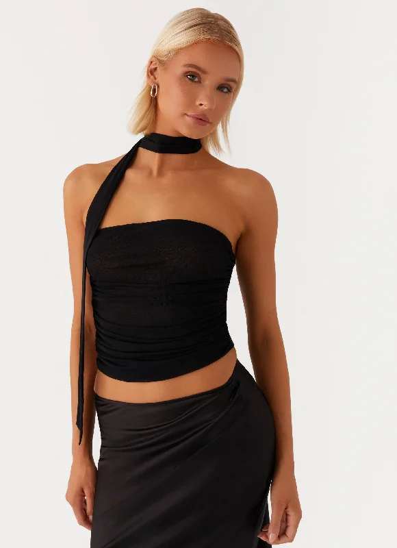 Eclectic Fashion Hot Like Me Scarf Top - Black