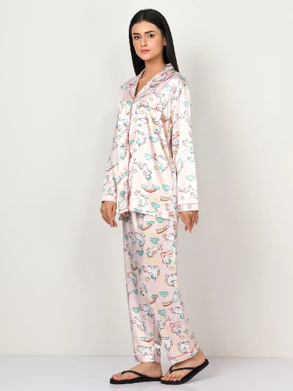 Seasonal Trends Printed Silk Sleep Suit