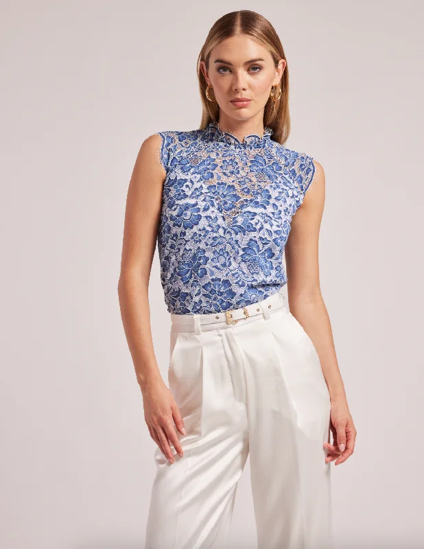 Elegant Styles Steffina Lace Top - Blue White