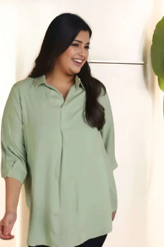 End Of Season Clearance Light Green Centre Pleat Top