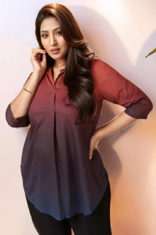 Relaxed Style Rust Midnight Ombre Centre Pleat Top