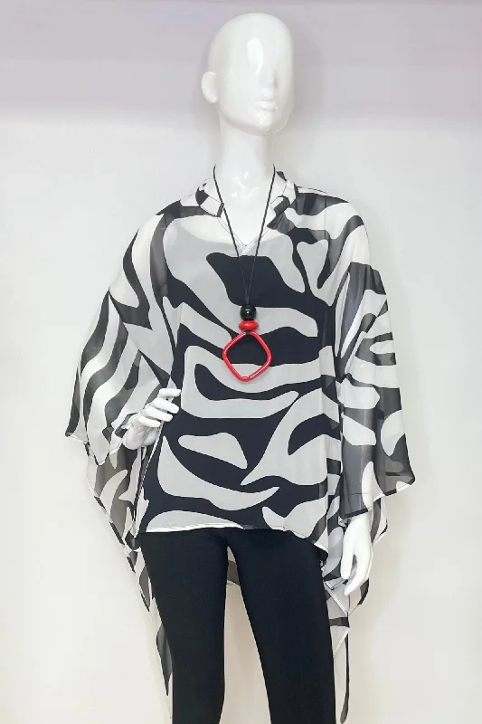 Stylish Women's Apparel Flowy Zebra Print Women's Sheer Float Top | Maya