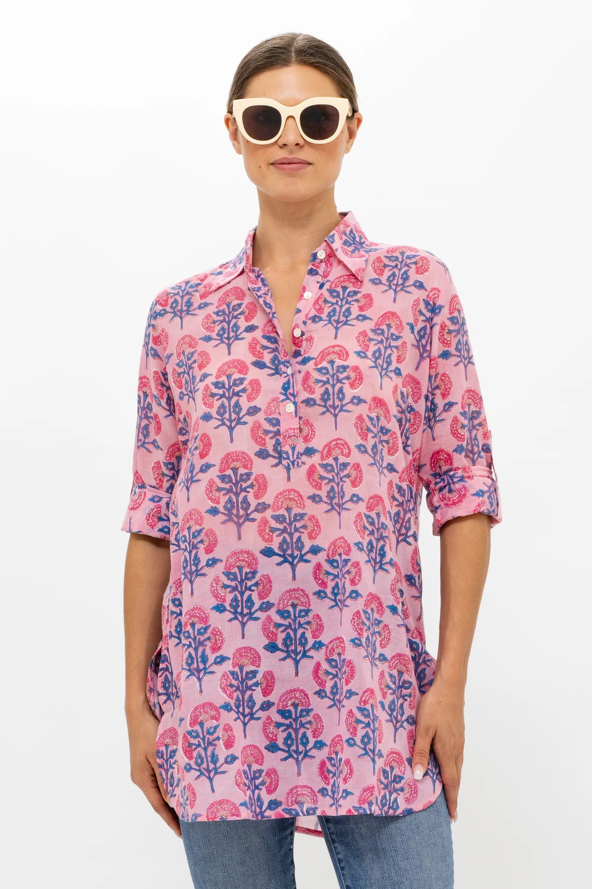 Premium Style Long Collar Shirt - Sconset Pink