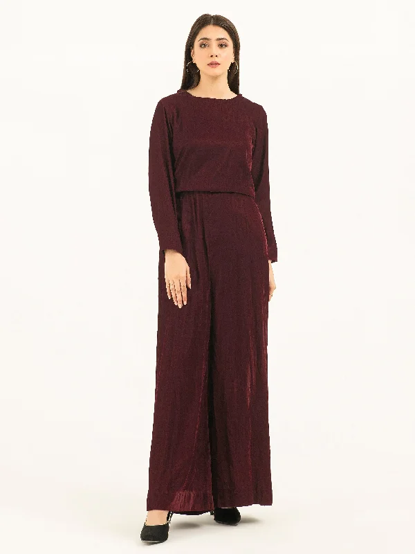Seasonal Sale Solid Velvet Jumpsuit