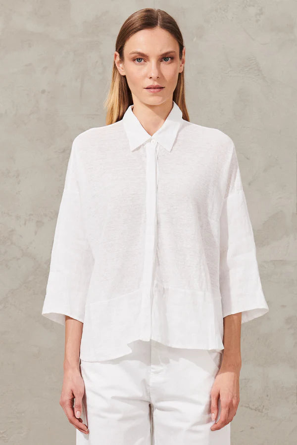 Fashion Forward Outfits Linen Jersey Shirt - White
