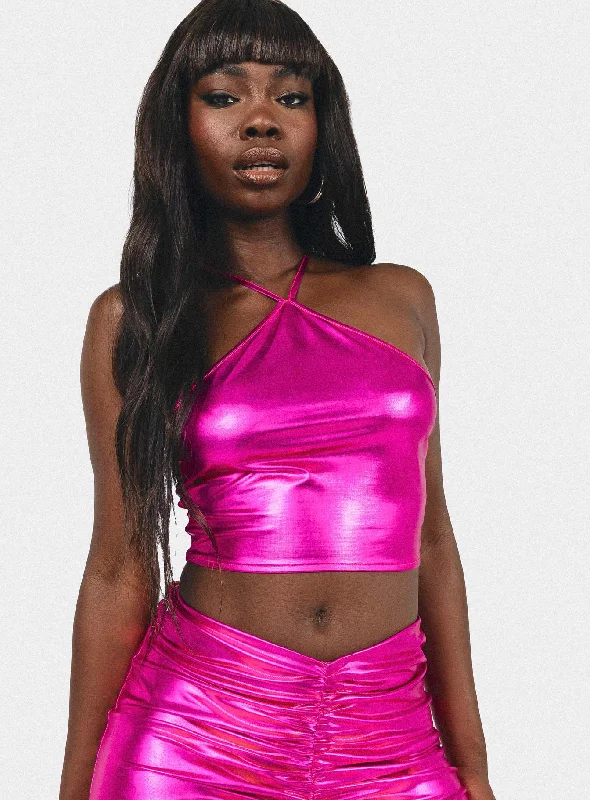 Bundle Offer Beden Shimmer Halter Top Pink