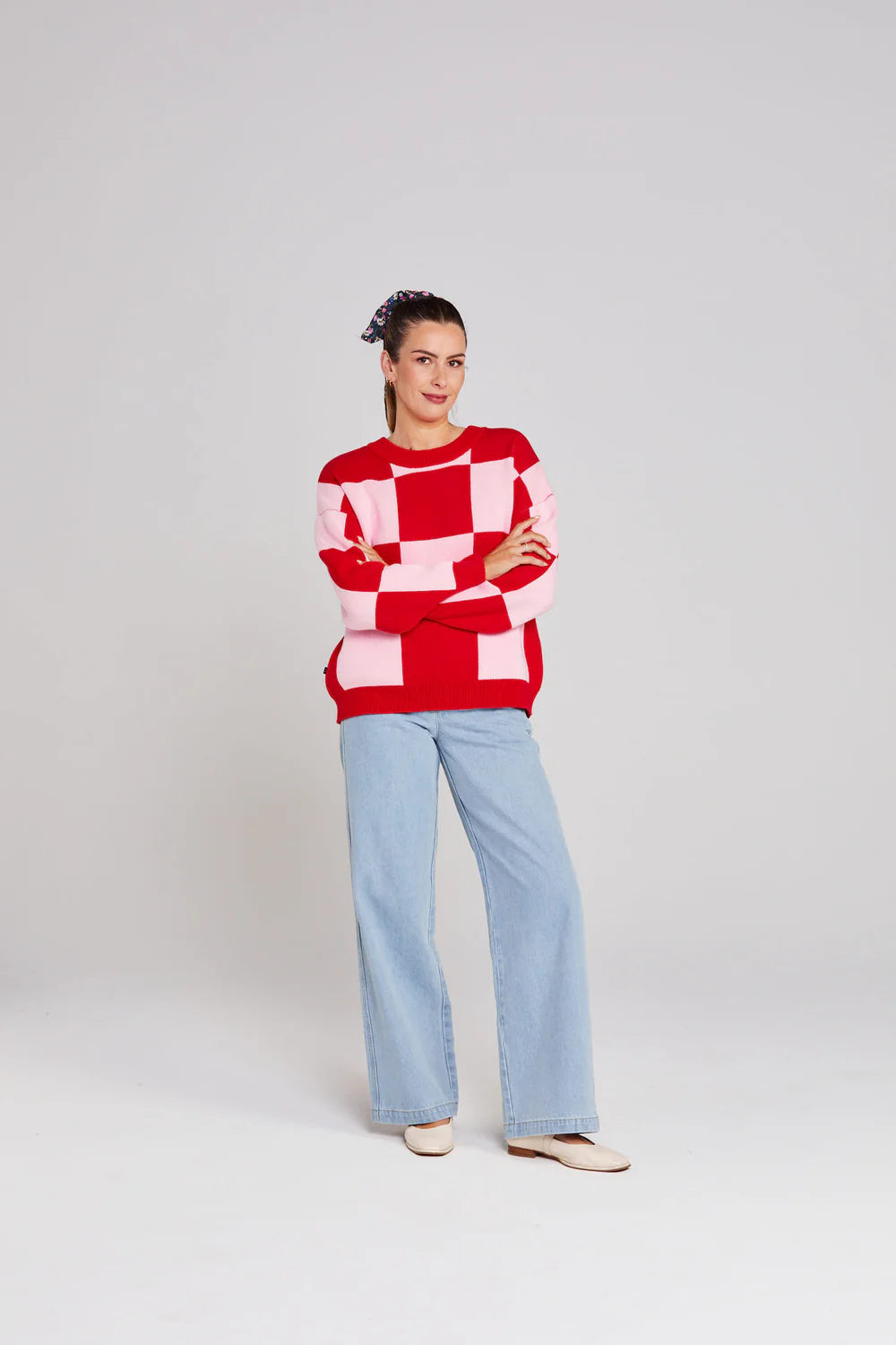 Women's Online Boutique Thing Thing Cleo Check It Jumper - Pinky Tomato