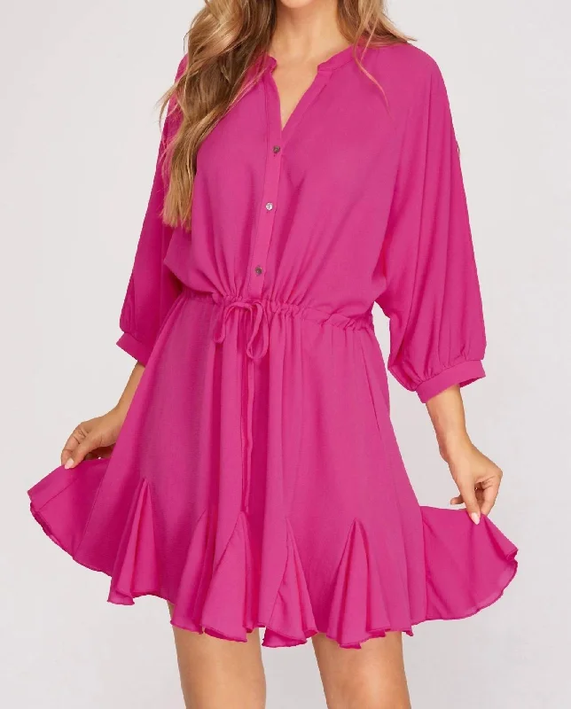 Women's Casual and Dressy Outfits Woven Dress In Hot Pink