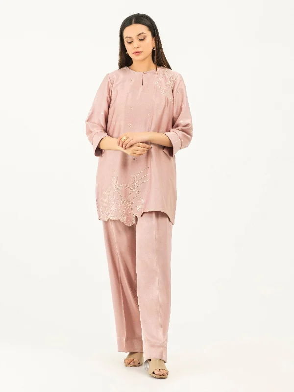Relaxed Style Embroidered Viscose Co-Ord Set