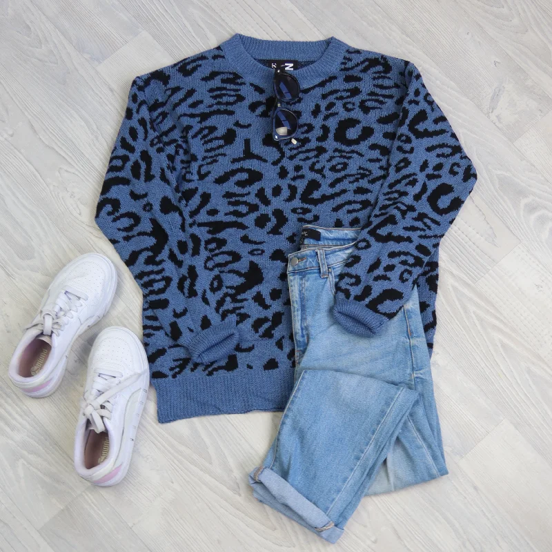 Premium Fashion Long Animale Jersey - Blue