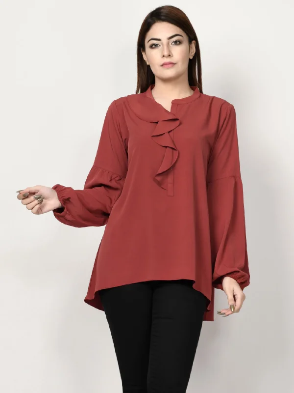 Premium Fabrics Ruffle Neck Shirt