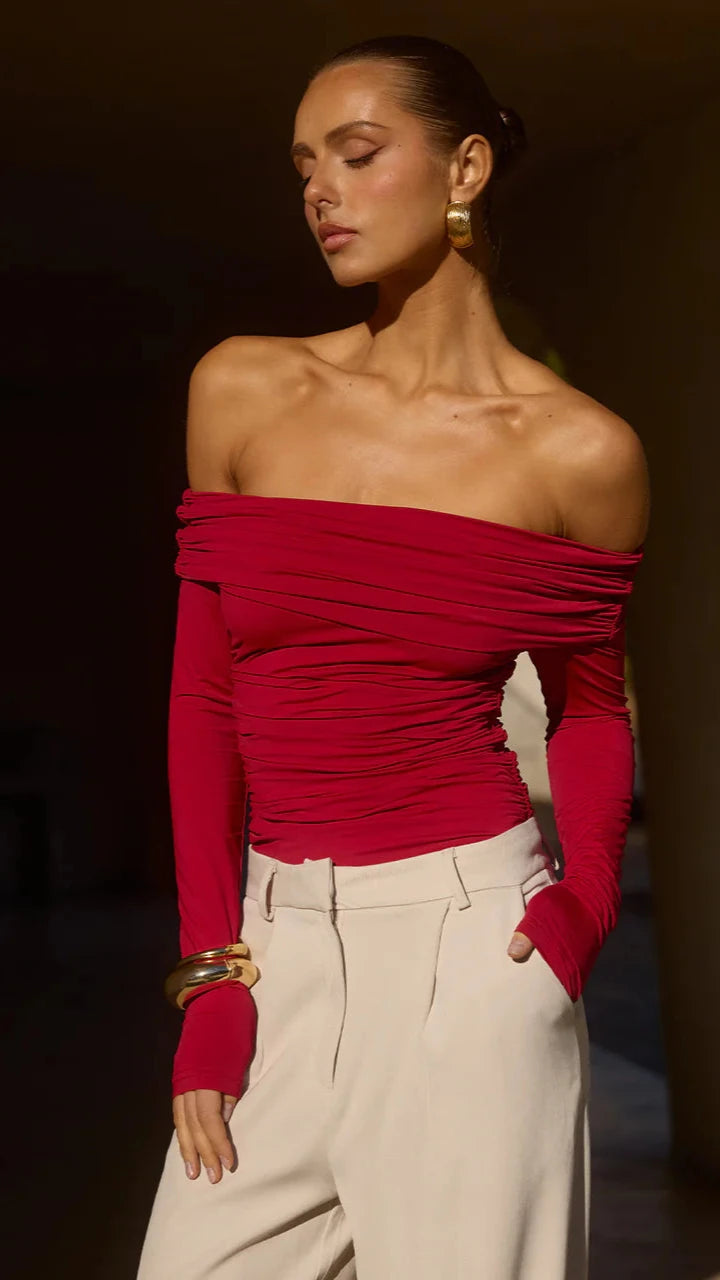 High End Fashion Azura Top - Cherry Red