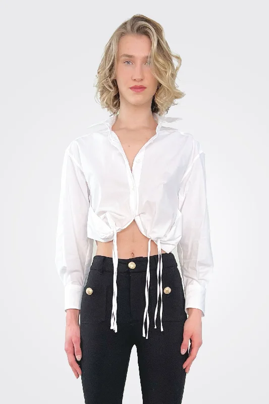 Casual Wear Cinched Shirt - White