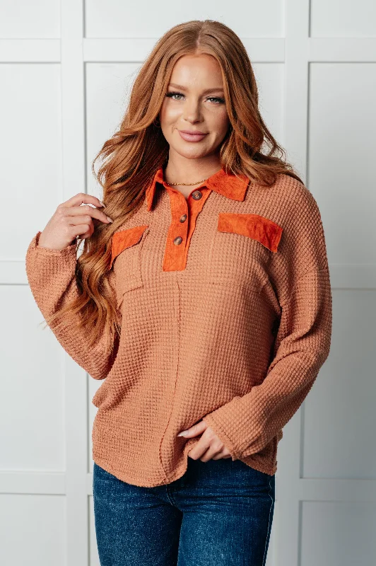 Casual Fashion Can't Imagine Why Waffle Knit Contrast Trim Top