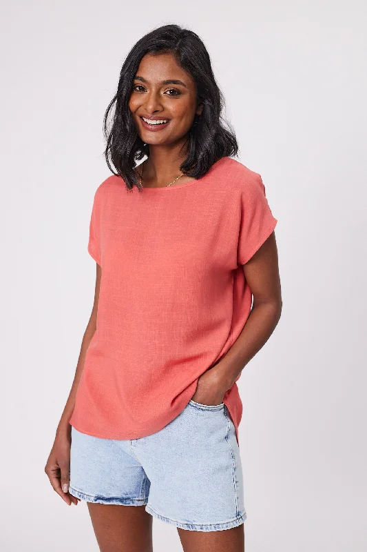 Flash Sale Event Shine On Label Hi Lo Top Coral