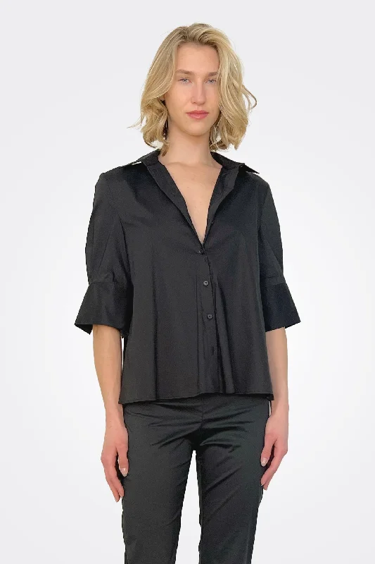 Online Boutiques Best Stretch Poplin Shirt - Nero