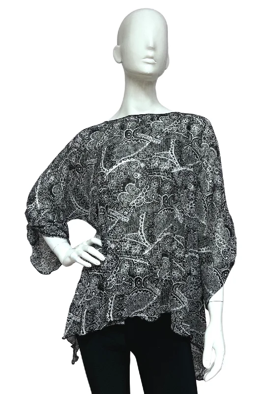 Elegant Styles Textured Float Top With Ruffle Sleeve LIOR