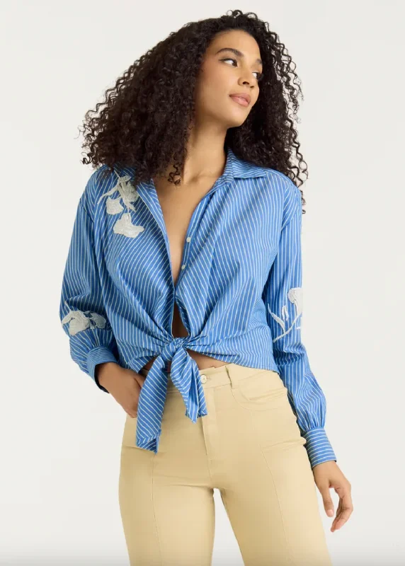 End Of Season Clearance Lya Stripe Marianna Top - Oxford Blue