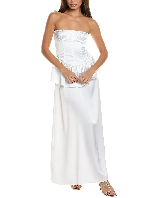 Women's Elegant Formal Outfit WeWoreWhat Strapless Corset Peplum Maxi Dress