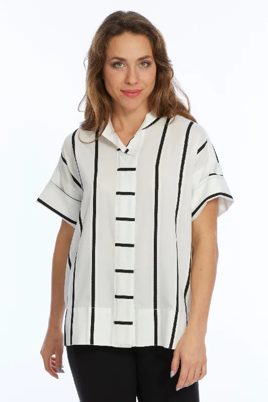 High End Women's Wear White and black Cap Sleeve Top | HEART | LIOR