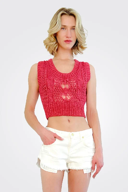 Hot Styles Capritta Knitted Top - Red