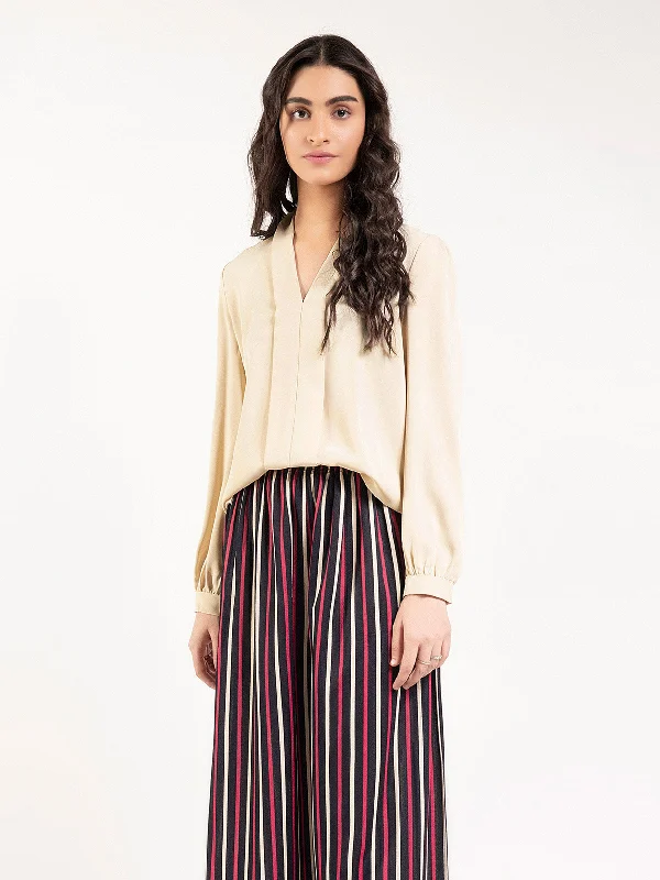 Athleisure Wear Plain Pleated Top