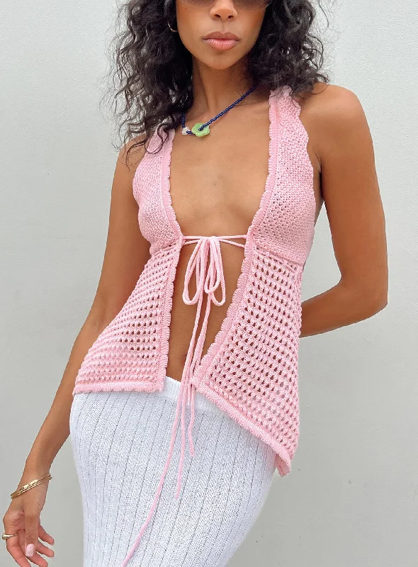 Clearance Event Adani Crochet Top Pink
