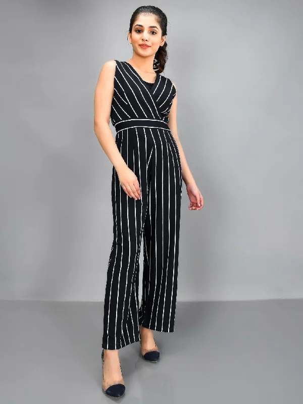 Sporty Streetwear Striped Jumpsuit