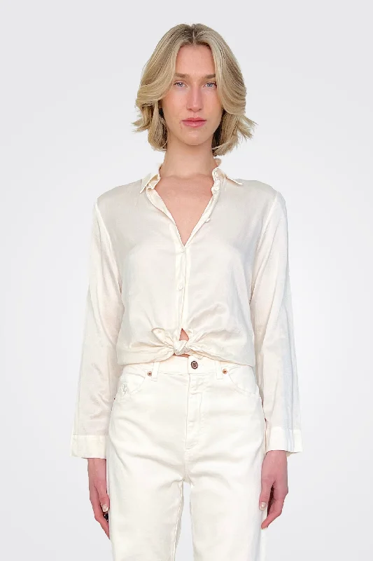 Relaxed Fashion Tie Front Shirt - Cream