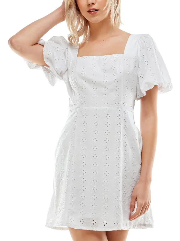 Flash Sale Online Juniors Womens Woven Eyelet Sheath Dress
