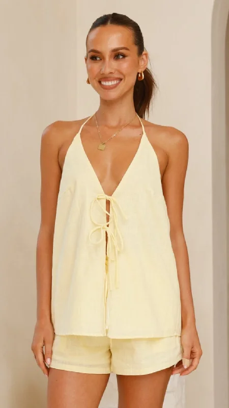 Trendy Street Style Clothing Octavia Top - Lemon