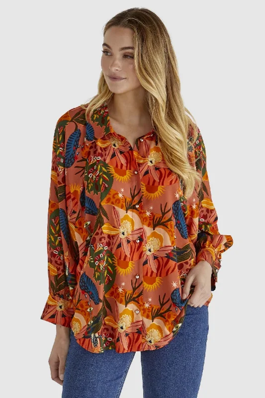 Preppy Style Sass Zelda Top Desert Print