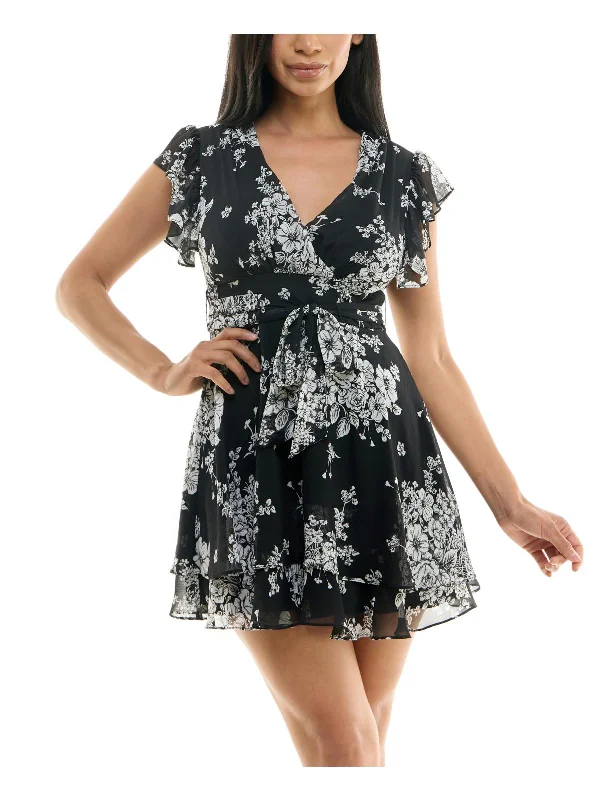 High-Quality Women's Fashion Dresses Juniors Womens Floral Print Polyester Fit & Flare Dress