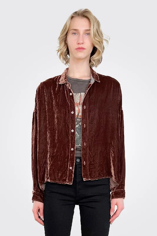 Chic Outfits Ramona Velvet Shirt - Chocolate