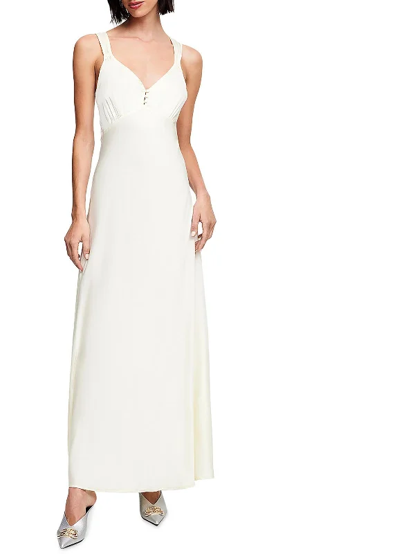End of Season Sale Womens Solid Satin Maxi Dress