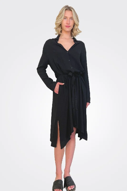 Casual Chic Shirt Dress - Black
