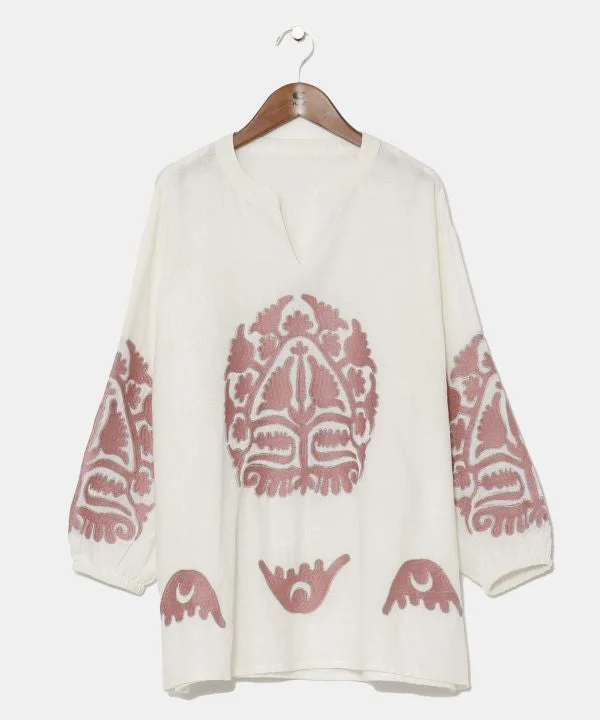 Hot Styles Embroidery Volume Sleeve Cotton Top