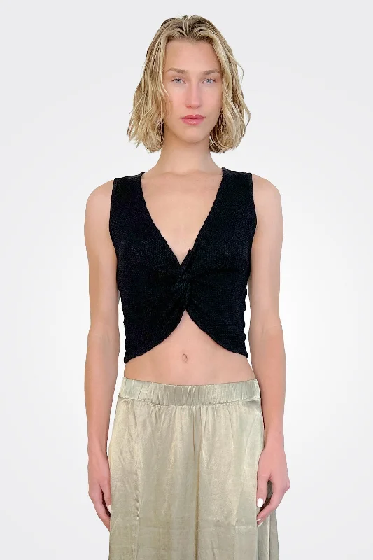 Evening Elegance Caspian Twist Top - Black
