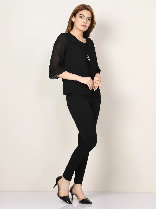 Free Spirited Fashion Pleated Chiffon Top